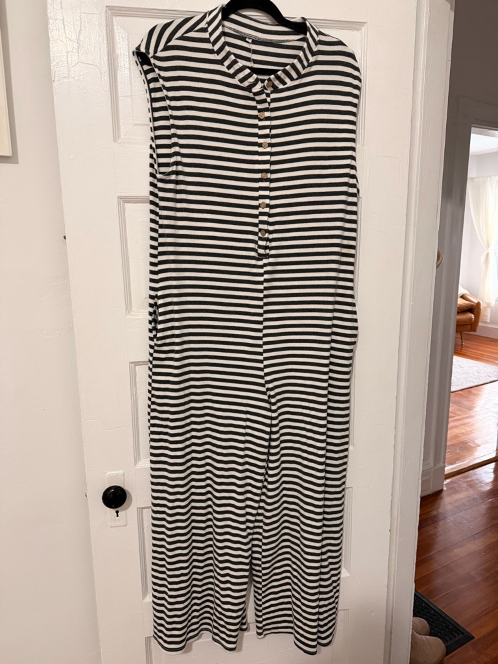 Amazon Black and White Striped Sleeveless Jumpsuit